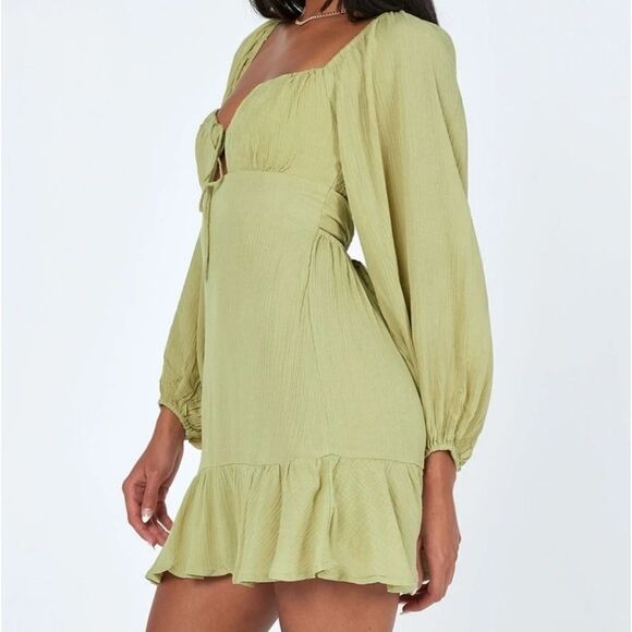 Princess Polly Narla Pistachio Green Cutout Drop Waist Mini Dress 2US - Picture 3 of 4